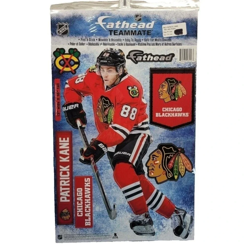 Fathead NHL Chicago Blackhawks Patrick Kane Teammate Wall Decal Red 13x16 NEW